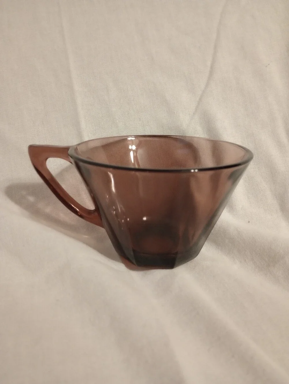 Hazel Atlas Moroccan Amethyst Octagonal Glass Cup & Saucer Sets-Set Of 2